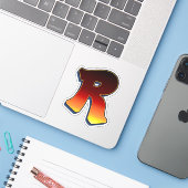 レターR – フレイムステッカー シール (ノートパソコンとiPhone)