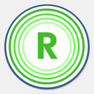 レターR – 青+緑 ラウンドシール