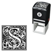 レターSアールヌーボー白黒タイル セルフインキングスタンプ (インサイチュ)