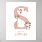 レターSイニシャルジャングルサファリベビールームウォール ポスター (正面)