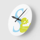 レターSイニシャル時計 ラウンド壁時計 (傾斜)