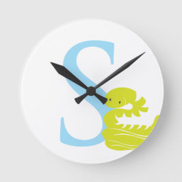 レターSイニシャル時計 ラウンド壁時計