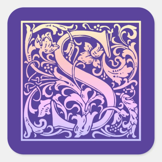 レターSカラフルヴィンテージ最初の文字のグラデーション スクエアシール (正面)