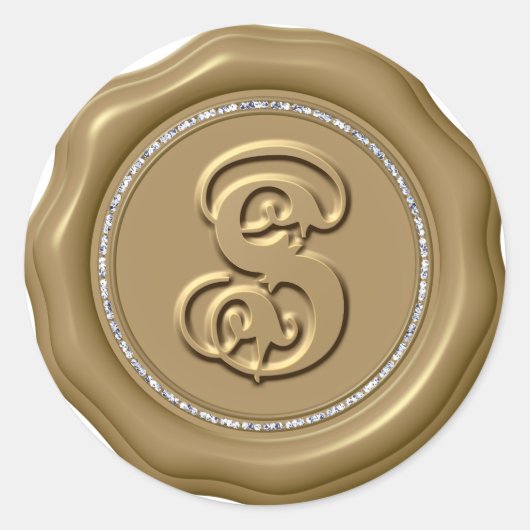 *~*レターSダイヤモンド円金ゴールドシールシールシール ラウンドシール (正面)
