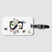 レターSフローラバタフライモノグラムイニシャル ラゲッジタグ (正面横)