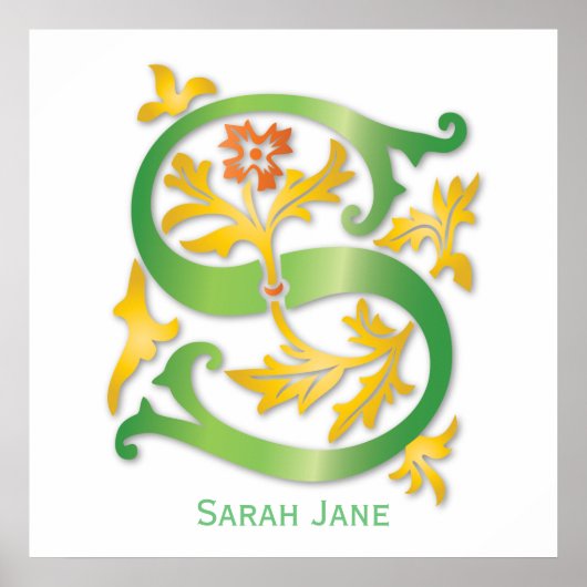 レターSモノグラム(紋章の)フラ・ダ・リ ポスター (正面)