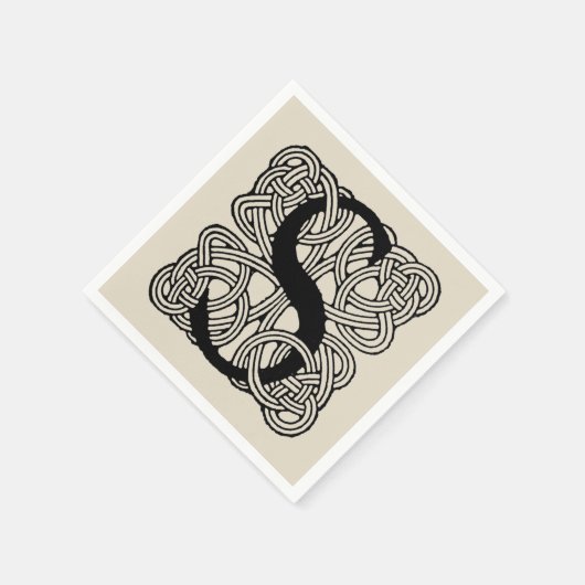 レターSヴィンテージケルト結び目模様モノグラム スタンダードカクテルナプキン (角)
