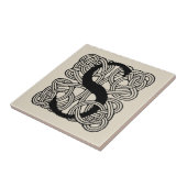 レターSヴィンテージケルト結び目模様モノグラム タイル (側面)