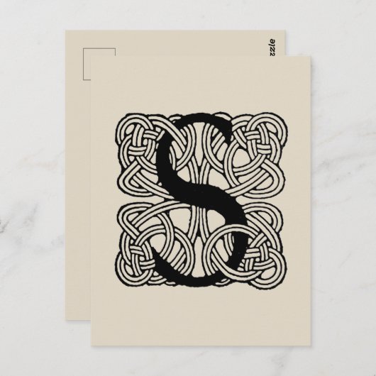 レターSヴィンテージケルト結び目模様モノグラム ポストカード (正面/裏面)
