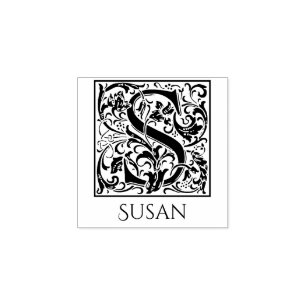 レターSヴィンテージ最初のレター(名前をカスタムする付き) ラバースタンプ