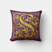 レターS最初のレターフェイク金ゴールド紫 クッション (正面)