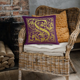 レターS最初のレターフェイク金ゴールド紫 クッション