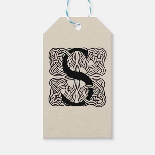 レターS ヴィンテージ ケルト ノット モノグラム ギフトタグ (正面)
