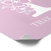 レターTフローラモノグラム名子供部屋 モダン ポスター (角)