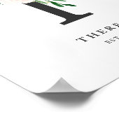 レターTモノグラムウォーターカラーピーチ花模様子供部屋 ポスター (角)