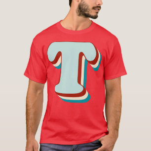 レターTヴィンテージレトロモノグラムイニシャル名フォント Tシャツ