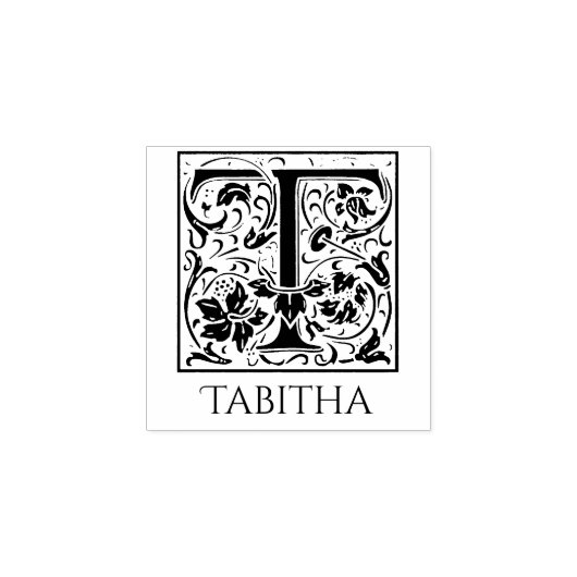 レターTヴィンテージ最初のレター(名前をカスタムする付き) ラバースタンプ (インプリント)