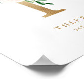 レターT赤面フローラモノグラムゴールドフォイル子供部屋 ポスター (角)