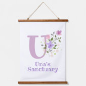 レターUと名(フローラデザイン) 吊り下げ型タペストリー (正面)