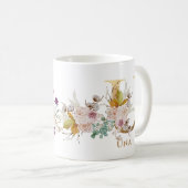 レターU -金ゴールドフローラ名シスターの同僚の友人 コーヒーマグカップ (正面右)