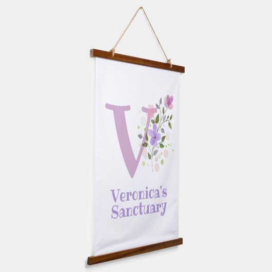 レターVと名(フローラデザイン) 吊り下げ型タペストリー (傾斜あり)