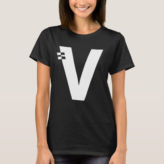 レターVアルファベットイニシャルモノグラム Tシャツ (正面)
