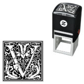 レターVアールヌーボー白黒タイル セルフインキングスタンプ (インサイチュ)