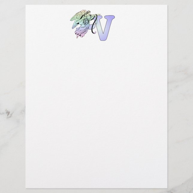 レターVイニシャルモノグラムガーディアンジェルアルファベット (正面)