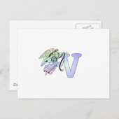 レターVイニシャルモノグラムガーディアンジェルアルファベット ポストカード (正面/裏面)