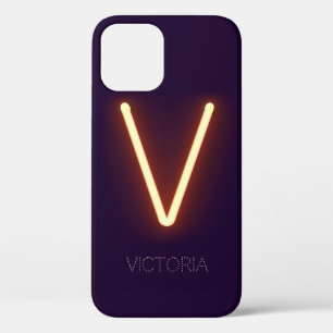 レターVネオンラパーソナライズされたイト iPhone 12ケース
