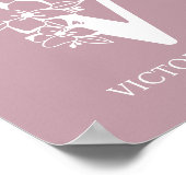 レターVフローラモノグラム名子供部屋 モダン ポスター (角)