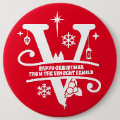 レターVモノグラムイニシャル名挨拶M 缶バッジ (正面)