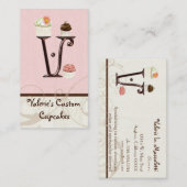 レターVモノグラムデザートベーカリー名刺 名刺 (正面/裏面)