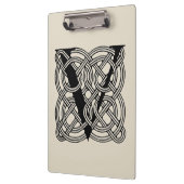 レターVヴィンテージケルト結び目模様モノグラム クリップボード (左)
