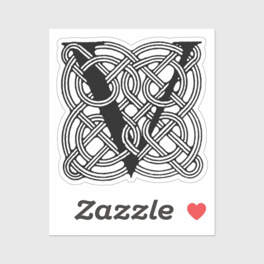 レターVヴィンテージケルト結び目模様モノグラム シール (シート)