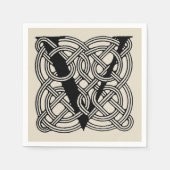 レターVヴィンテージケルト結び目模様モノグラム スタンダードカクテルナプキン (正面)