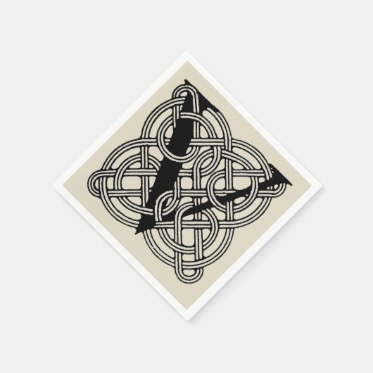 レターVヴィンテージケルト結び目模様モノグラム スタンダードカクテルナプキン (角)