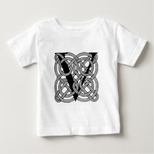 レターVヴィンテージケルト結び目模様モノグラム ベビーTシャツ