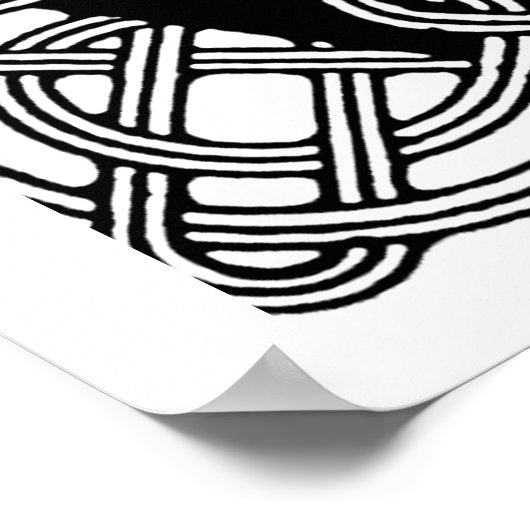 レターVヴィンテージケルト結び目模様モノグラム ポスター (角)