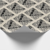 レターVヴィンテージケルト結び目模様モノグラム ラッピングペーパー (角)