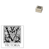 レターVヴィンテージ最初のレター(名前をカスタムする付き) ラバースタンプ (押印)