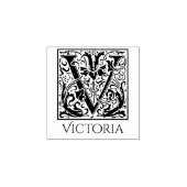 レターVヴィンテージ最初のレター(名前をカスタムする付き) ラバースタンプ (インプリント)