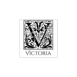 レターVヴィンテージ最初のレター(名前をカスタムする付き) ラバースタンプ