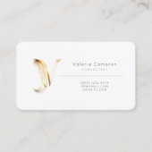 レターV書道金ゴールド/黒グラデーションモノグラム 名刺 (正面)