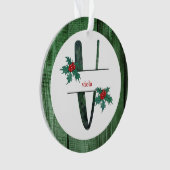 *~*レターV素朴クリスマスフォトWood AP44 オーナメント (正面)