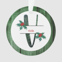 *~*レターV素朴クリスマスフォトWood AP44 オーナメント