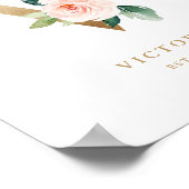 レターV赤面フローラモノグラムゴールドフォイル子供部屋 ポスター (角)