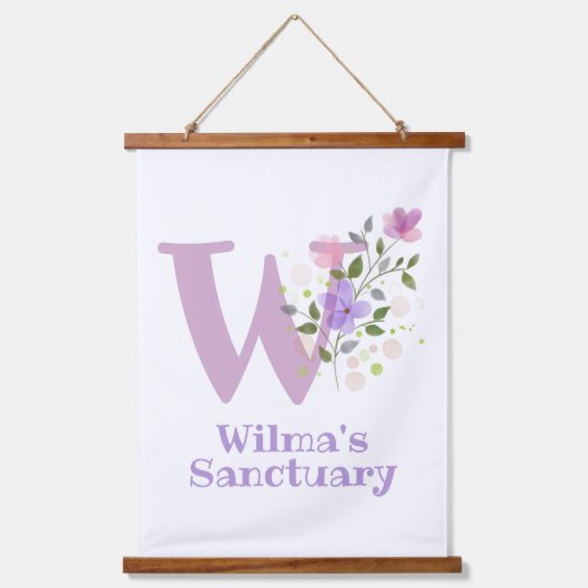 レターWと名(フローラデザイン) 吊り下げ型タペストリー (正面)