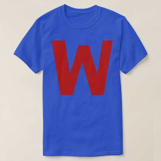 レターwの赤文字ミニマルタイポグラフィ tシャツ (デザイン正面)
