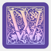 レターWカラフルヴィンテージ最初の文字のグラデーション スクエアシール (正面)